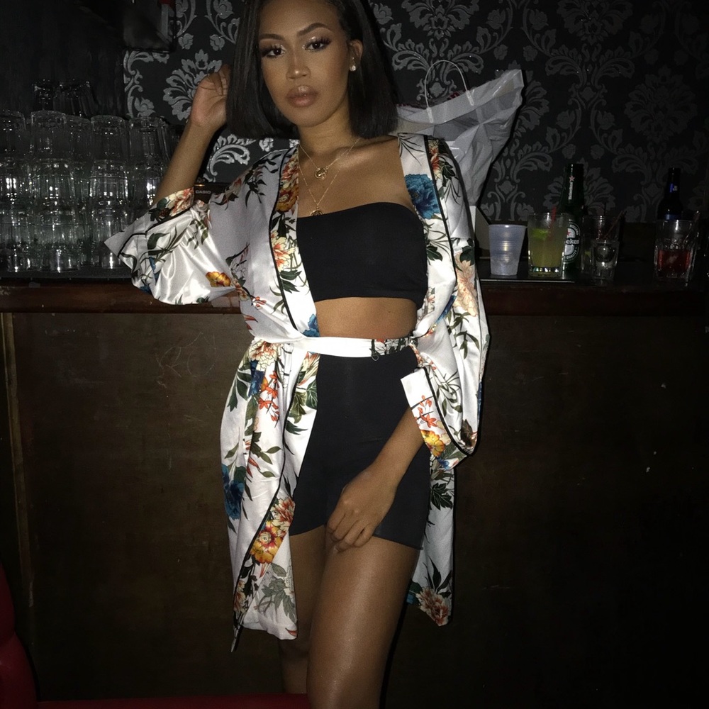 Satin Floral Kimono